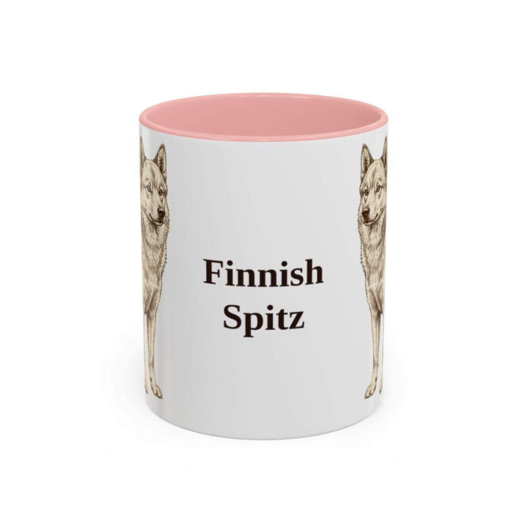 11oz Finnish Spitz Mug, Pink, front view