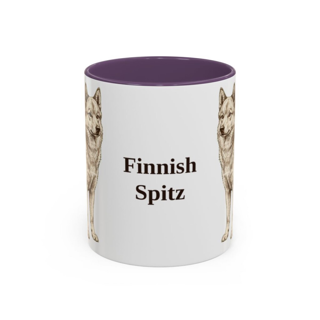 11oz Finnish Spitz Mug, Purple, front view
