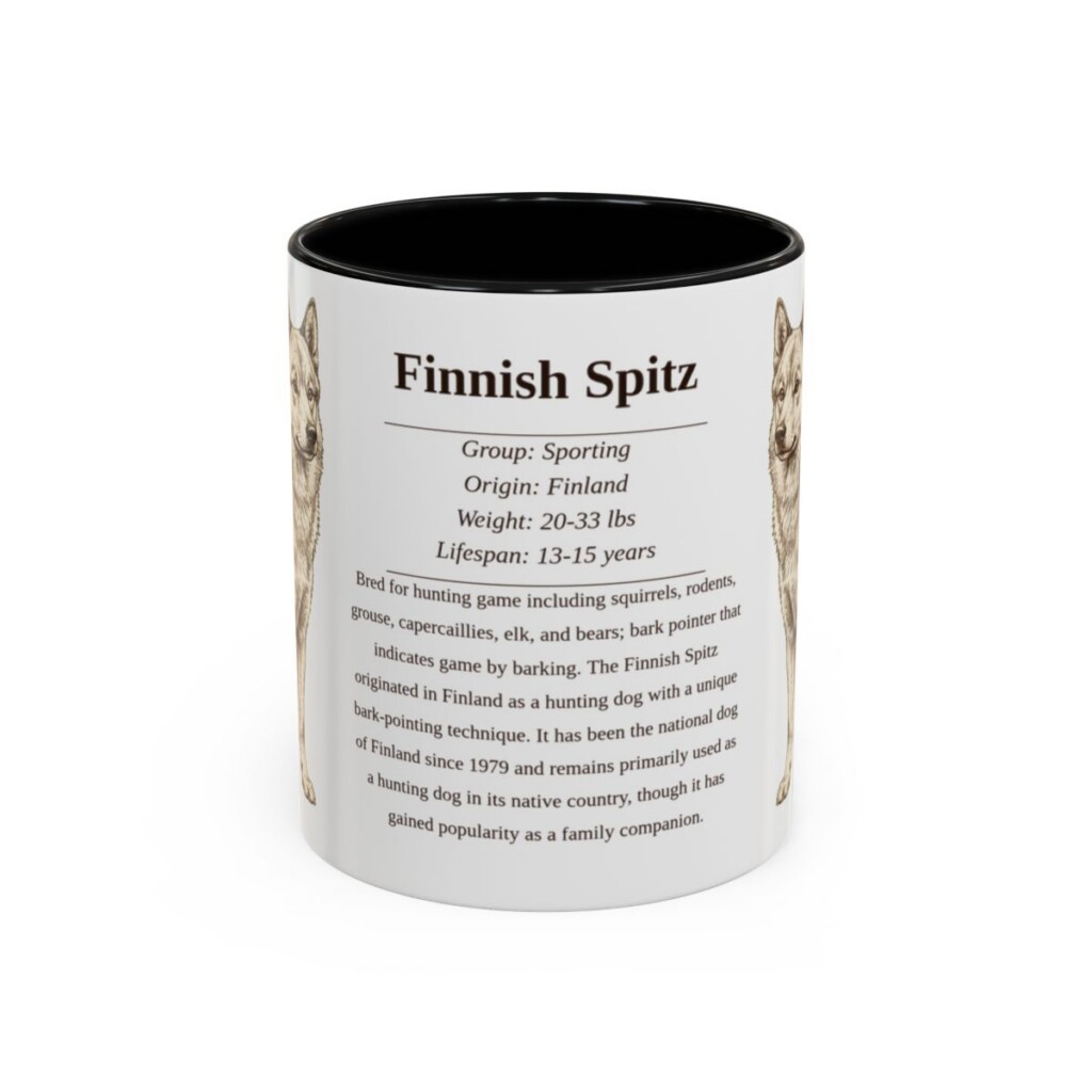 11oz Finnish Spitz Mug, Black, front view
