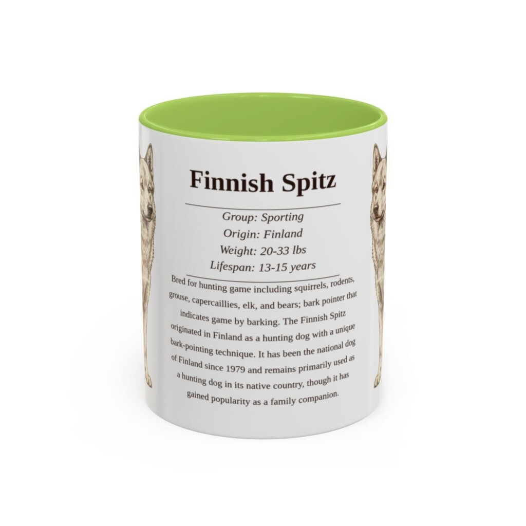 11oz Finnish Spitz Mug, Light Green, front view