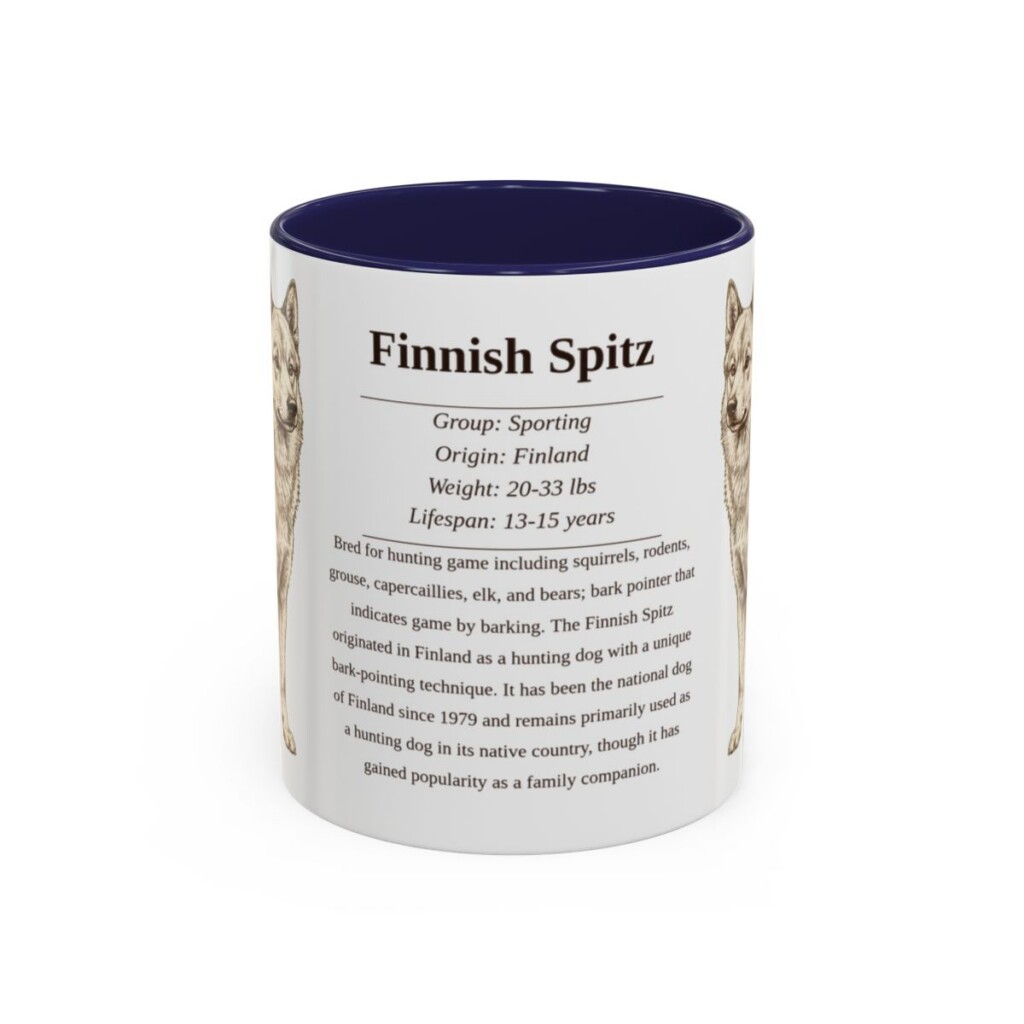 11oz Finnish Spitz Mug, Navy, front view