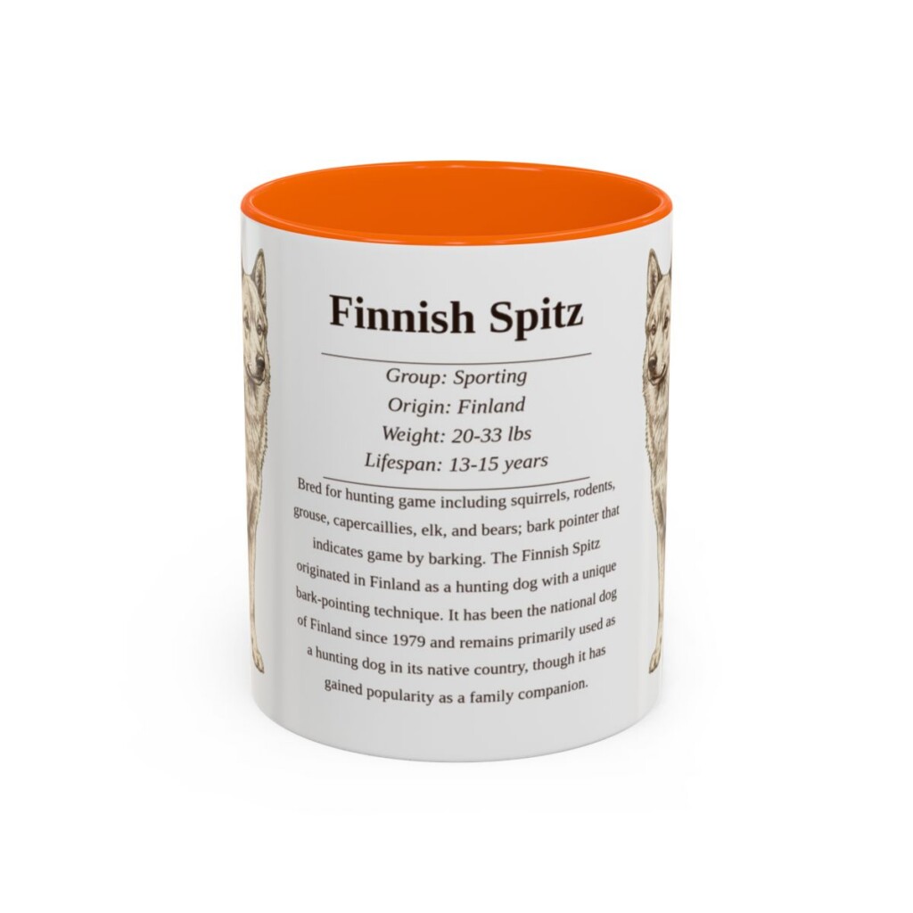 11oz Finnish Spitz Mug, Orange, front view