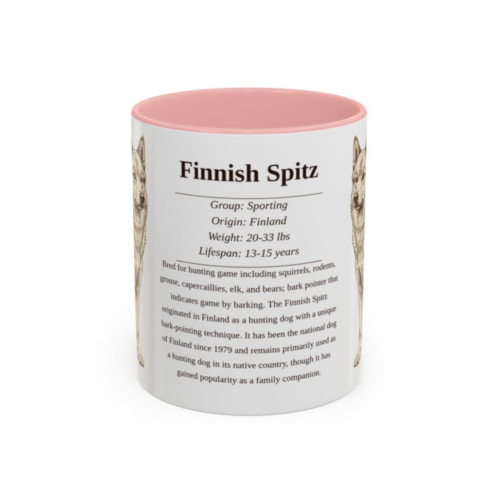 11oz Finnish Spitz Mug, Pink, front view