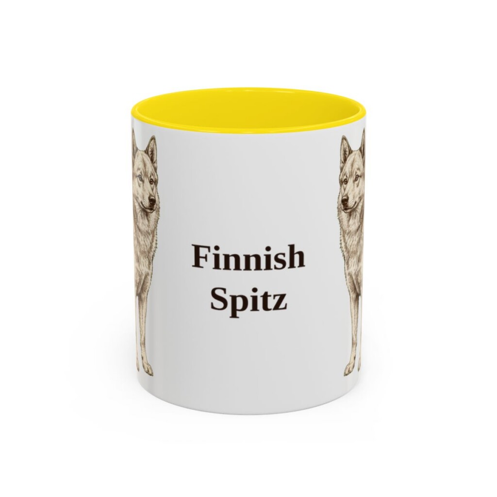 11oz Finnish Spitz Mug, Yellow, front view