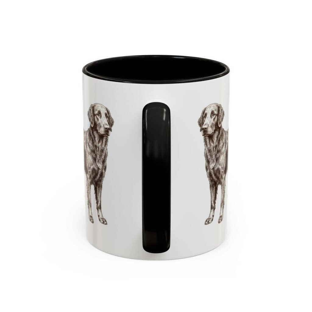11oz Flat-Coated Retriever Dog Dad Mug, Black, back view