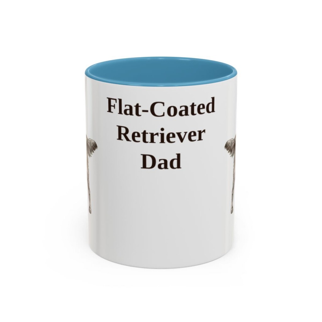 11oz Flat-Coated Retriever Dog Dad Mug, Light Blue, front view