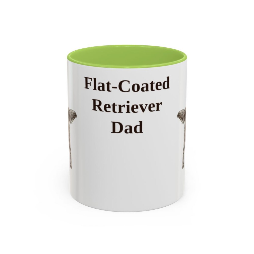 11oz Flat-Coated Retriever Dog Dad Mug, Light Green, front view