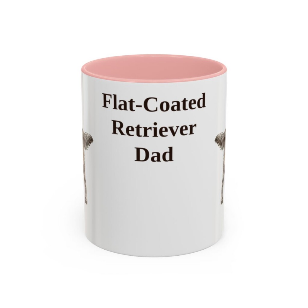 11oz Flat-Coated Retriever Dog Dad Mug, Pink, front view