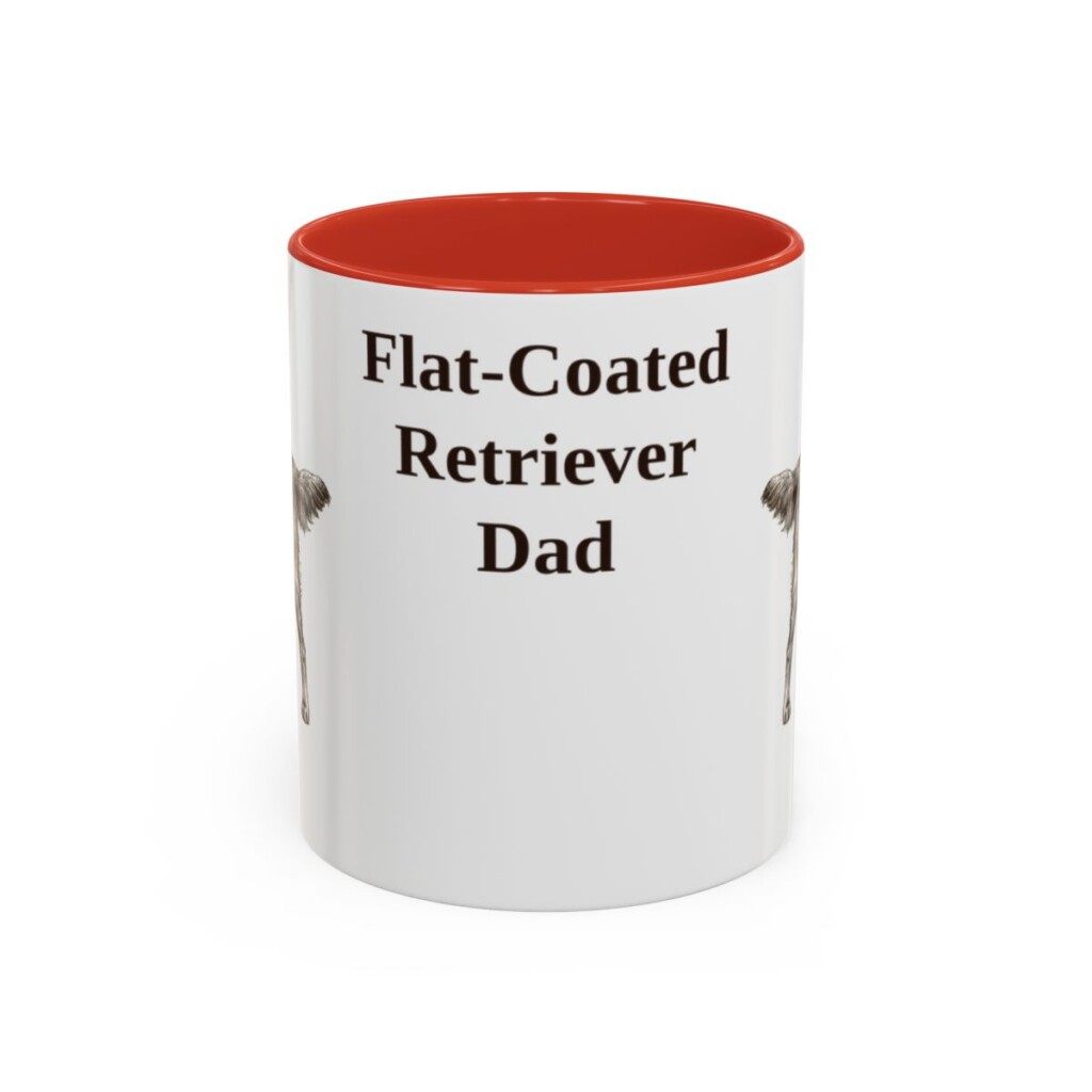 11oz Flat-Coated Retriever Dog Dad Mug, Red, front view