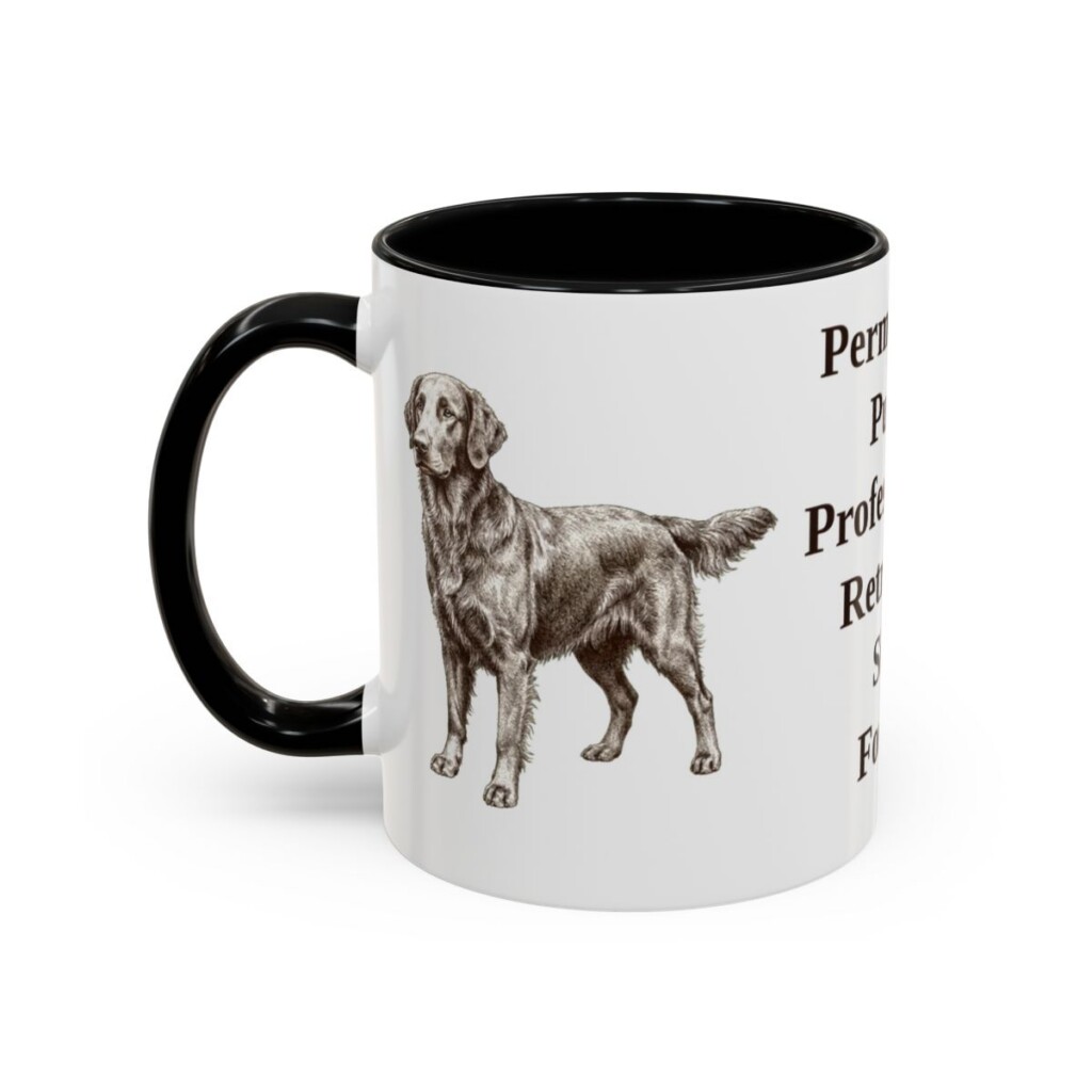 11oz Funny Flat-Coated Retriever Mug, Black, left side view
