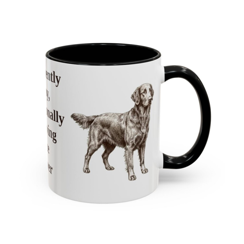 11oz Funny Flat-Coated Retriever Mug, Black, right side view