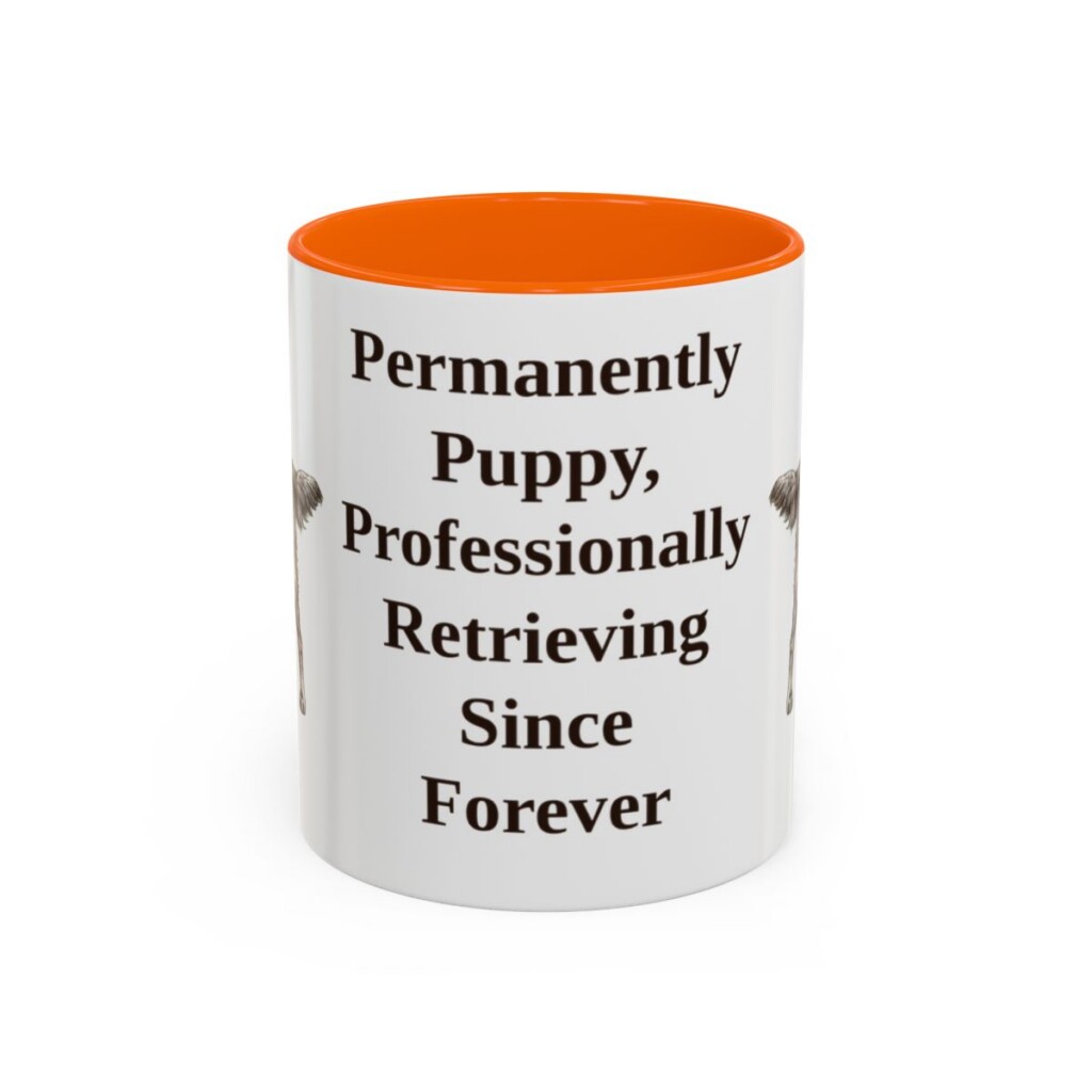 11oz Funny Flat-Coated Retriever Mug, Orange, front view