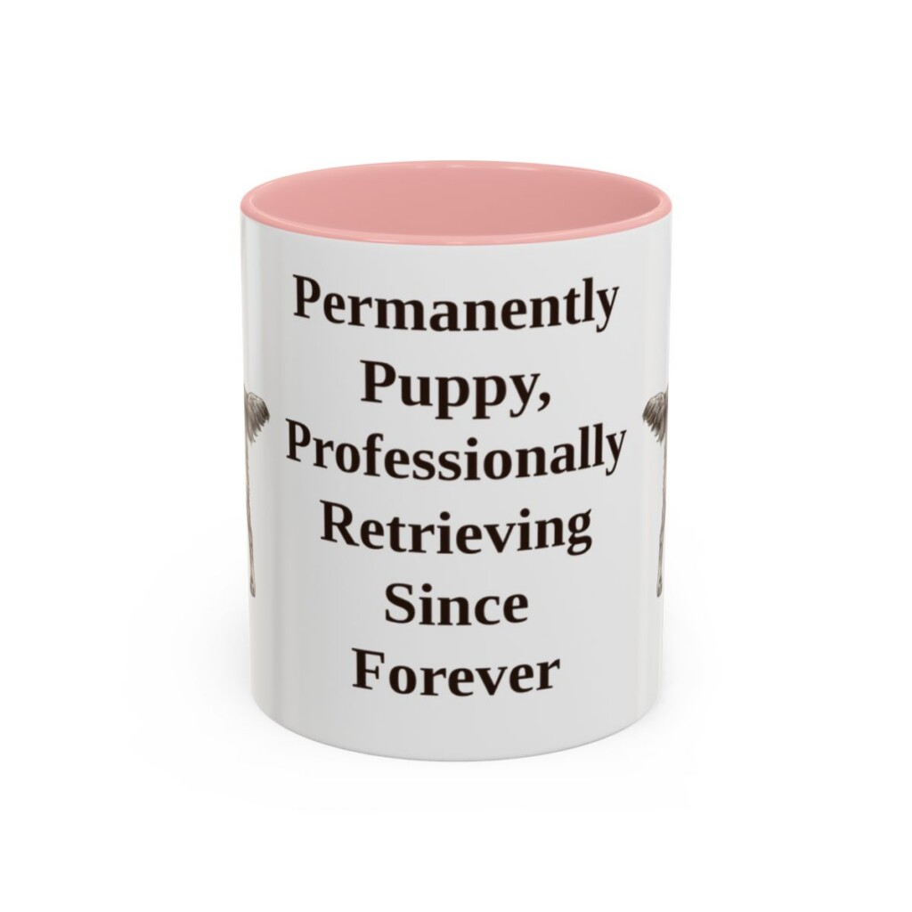 11oz Funny Flat-Coated Retriever Mug, Pink, front view