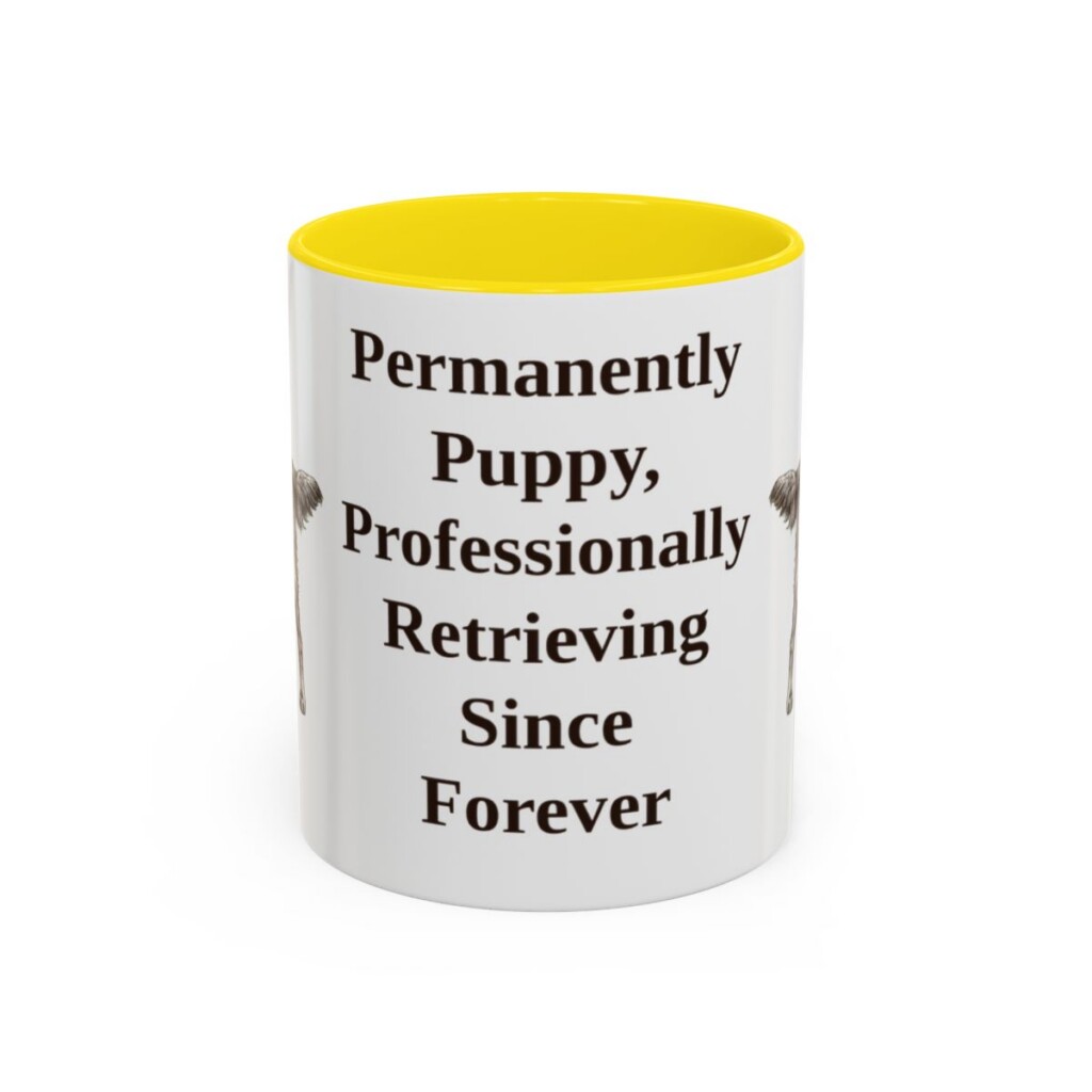 11oz Funny Flat-Coated Retriever Mug, Yellow, front view