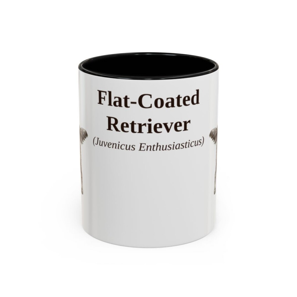 11oz Flat-Coated Retriever Latin Mug, Black, front view