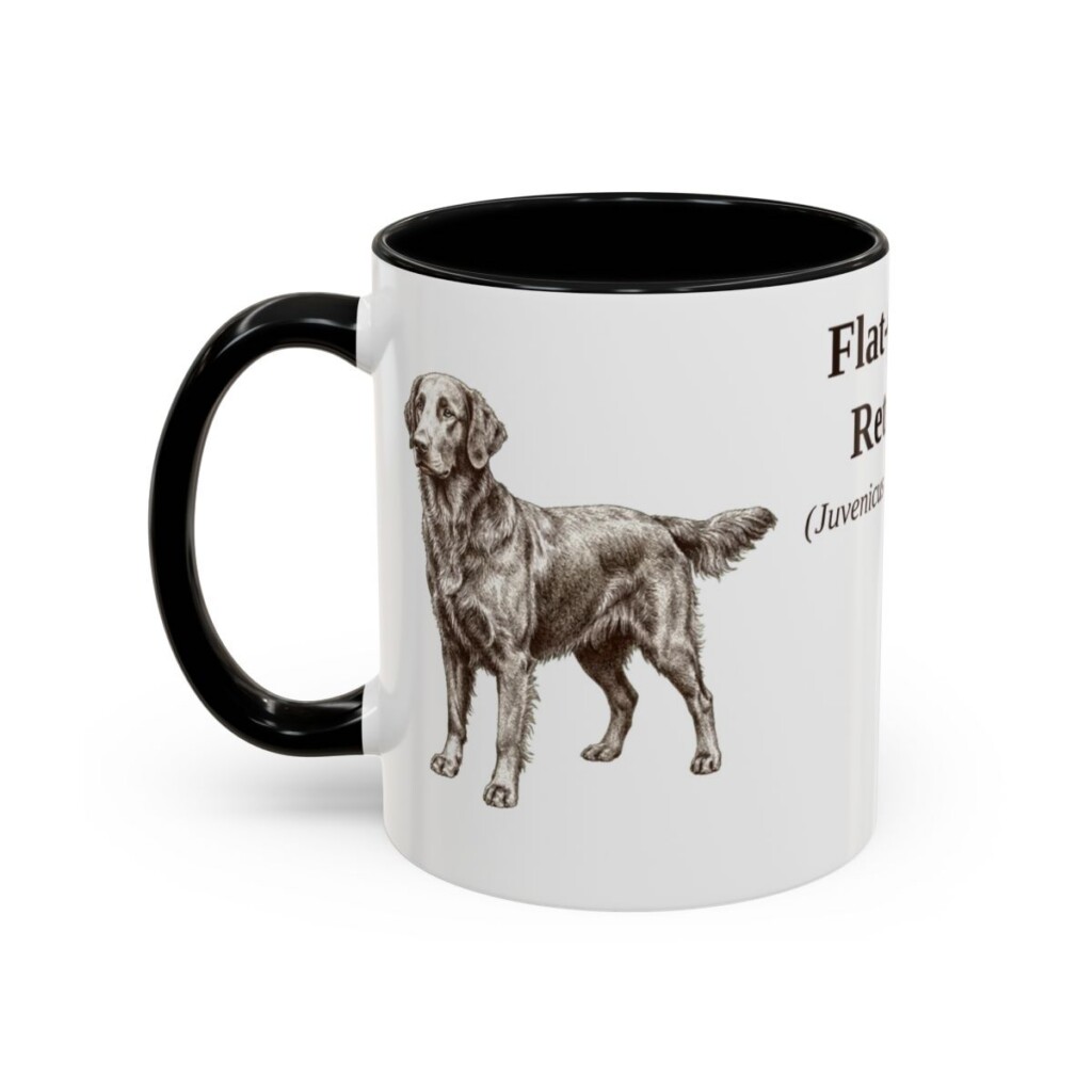 11oz Flat-Coated Retriever Latin Mug, Black, left side view