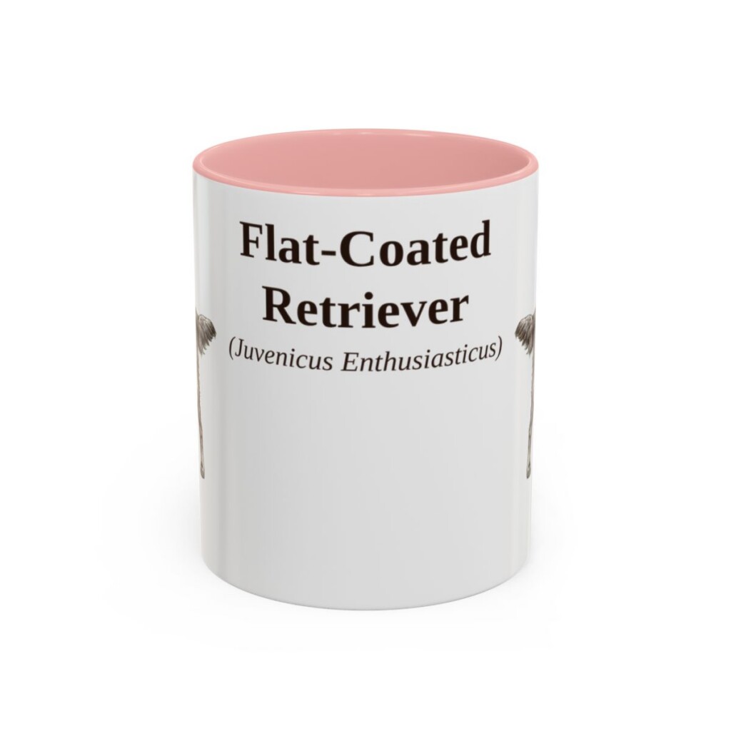 11oz Flat-Coated Retriever Latin Mug, Pink, front view