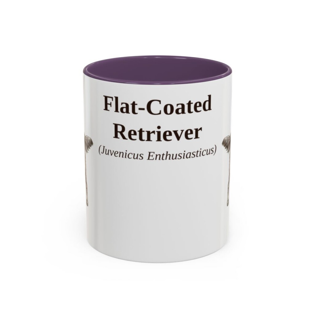 11oz Flat-Coated Retriever Latin Mug, Purple, front view