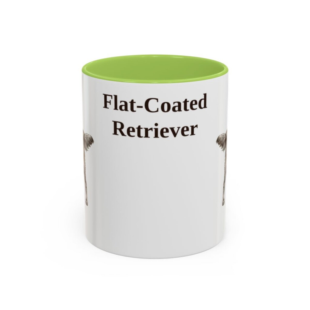 11oz Flat-Coated Retriever Mug, Light Green, front view
