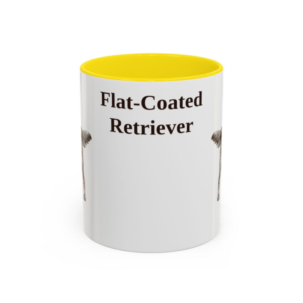 11oz Flat-Coated Retriever Mug, Yellow, front view