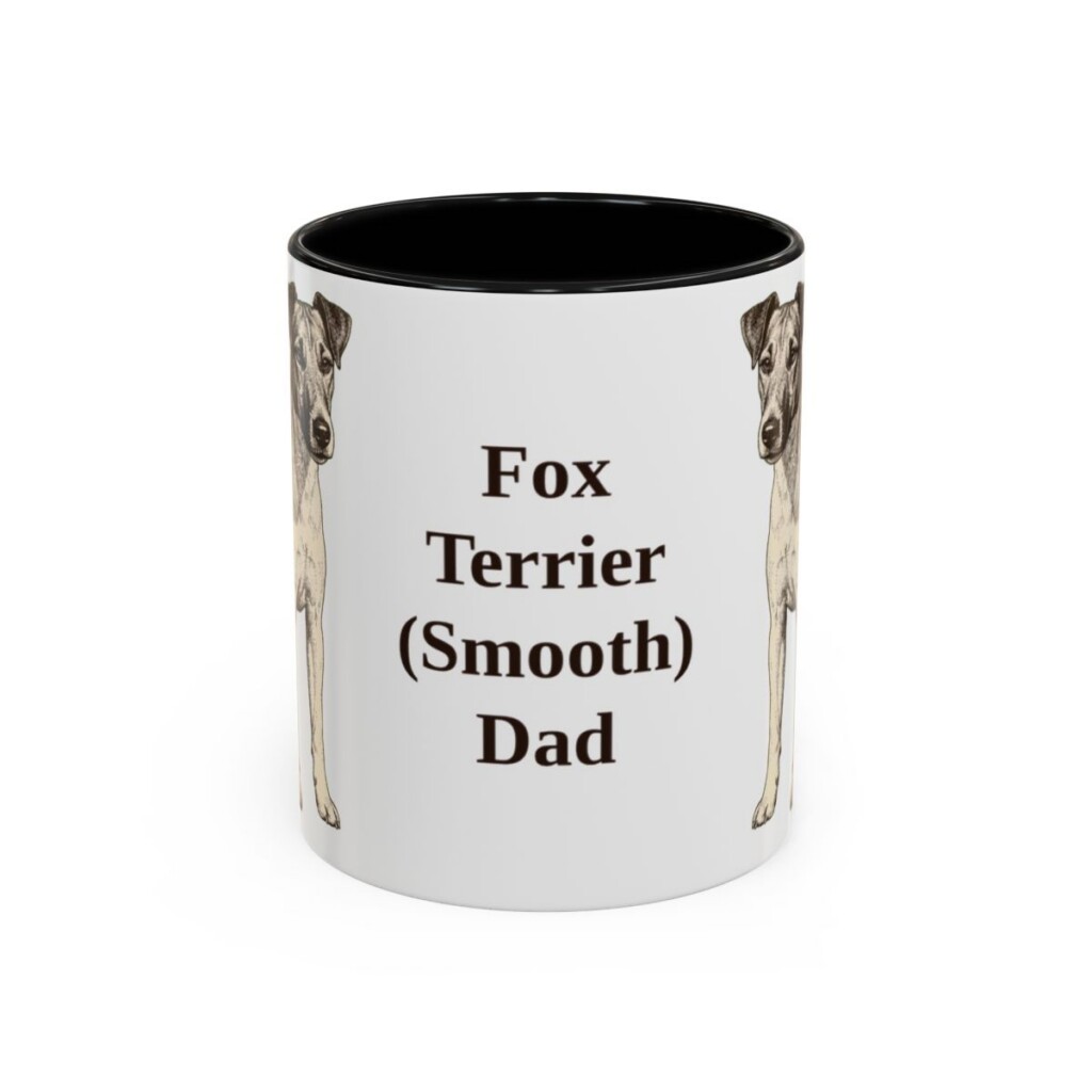 11oz Fox Terrier (Smooth) Dog Dad Mug, Black, front view