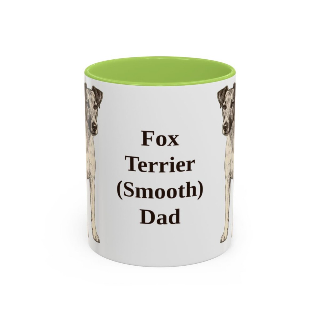 11oz Fox Terrier (Smooth) Dog Dad Mug, Light Green, front view