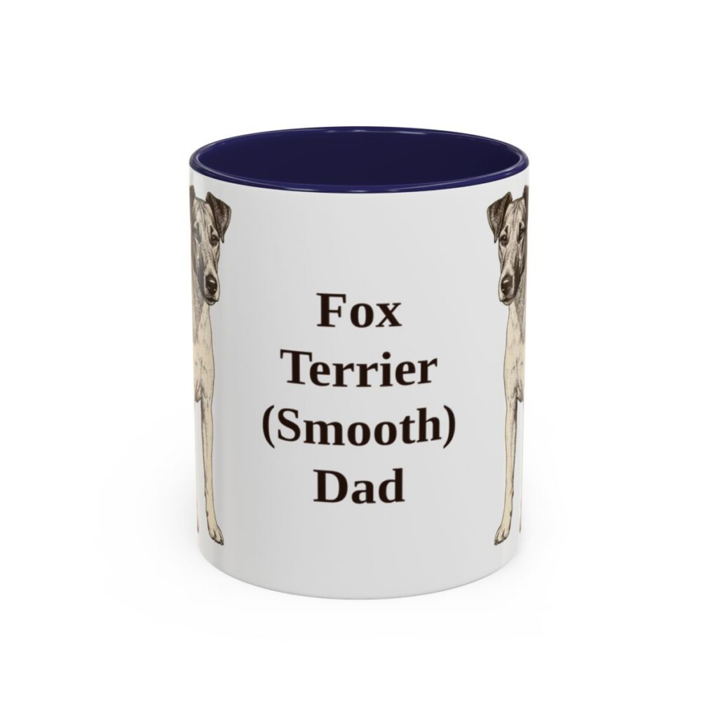 11oz Fox Terrier (Smooth) Dog Dad Mug, Navy, front view