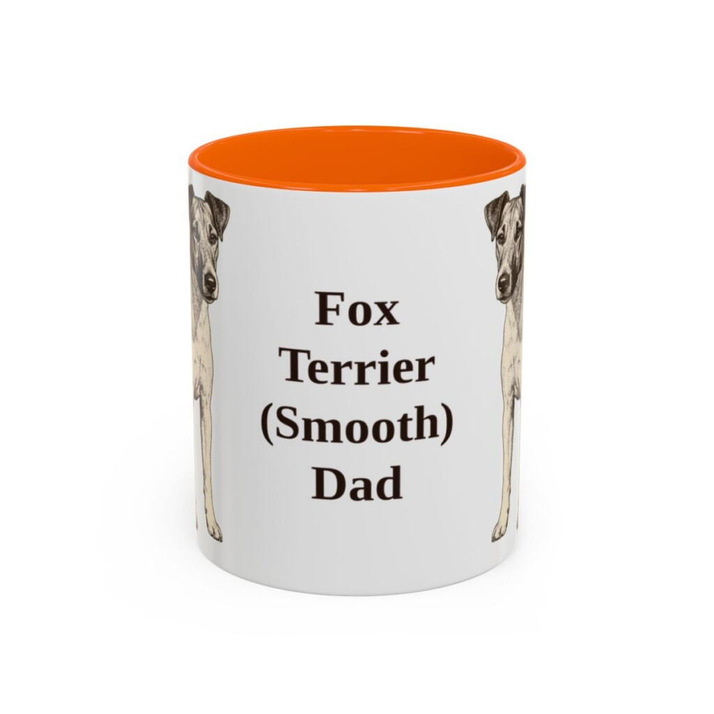 11oz Fox Terrier (Smooth) Dog Dad Mug, Orange, front view
