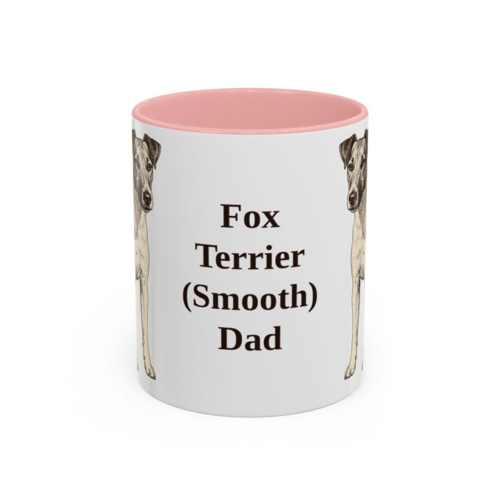 11oz Fox Terrier (Smooth) Dog Dad Mug, Pink, front view