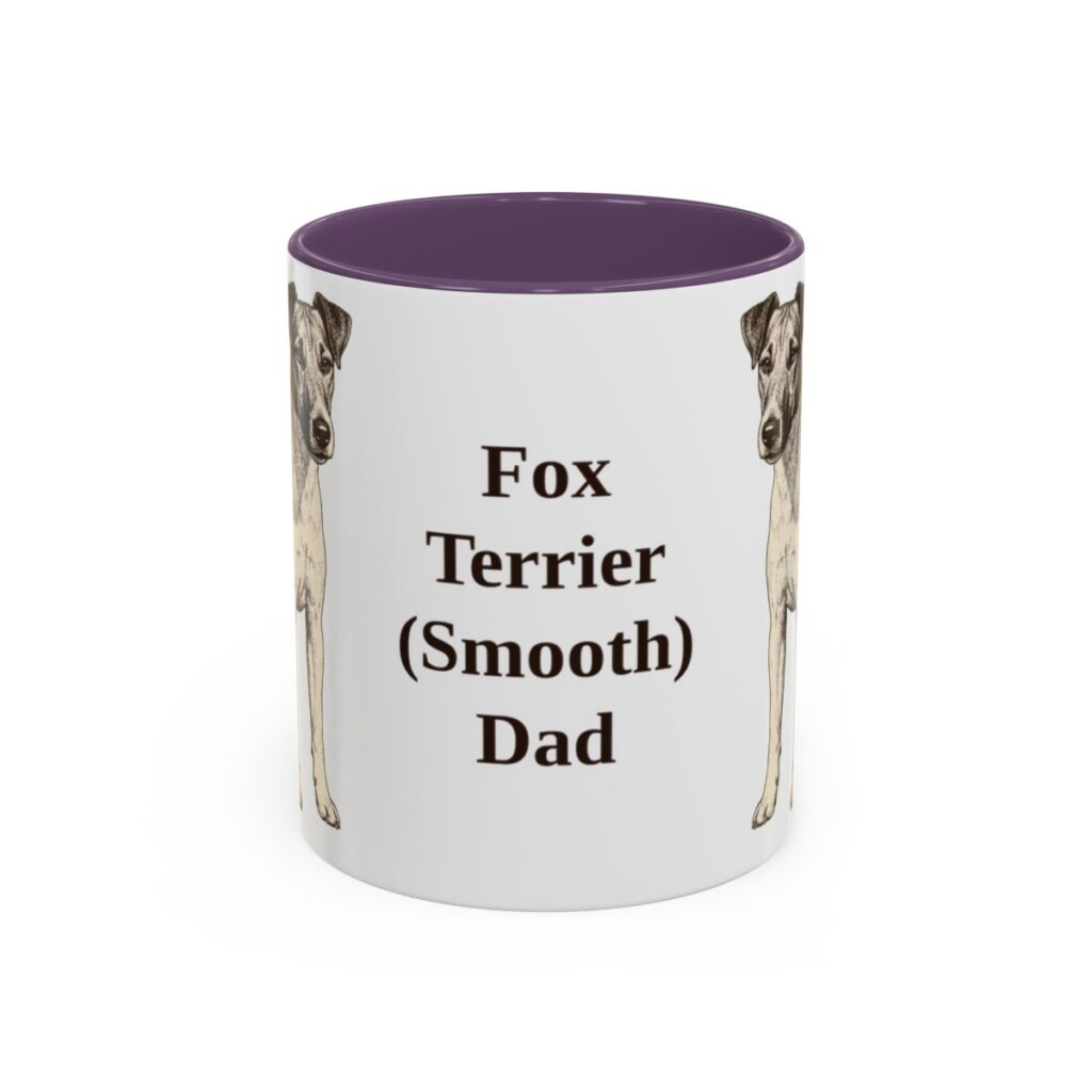 11oz Fox Terrier (Smooth) Dog Dad Mug, Purple, front view