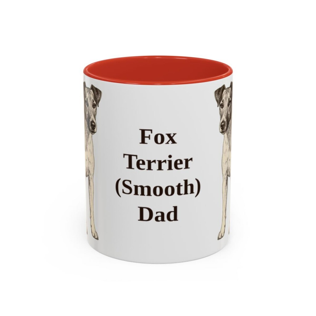 11oz Fox Terrier (Smooth) Dog Dad Mug, Red, front view