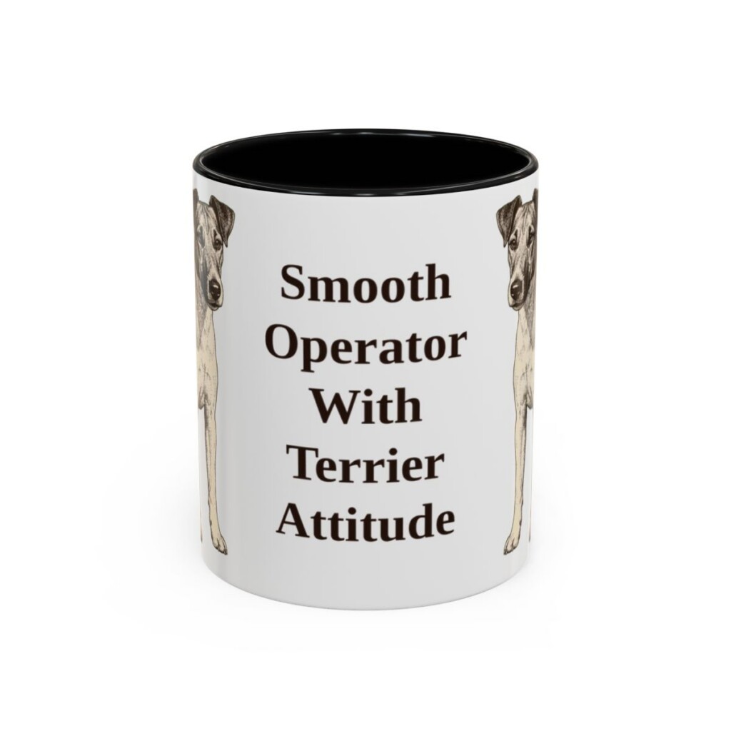 11oz Funny Fox Terrier (Smooth) Mug, Black, front view