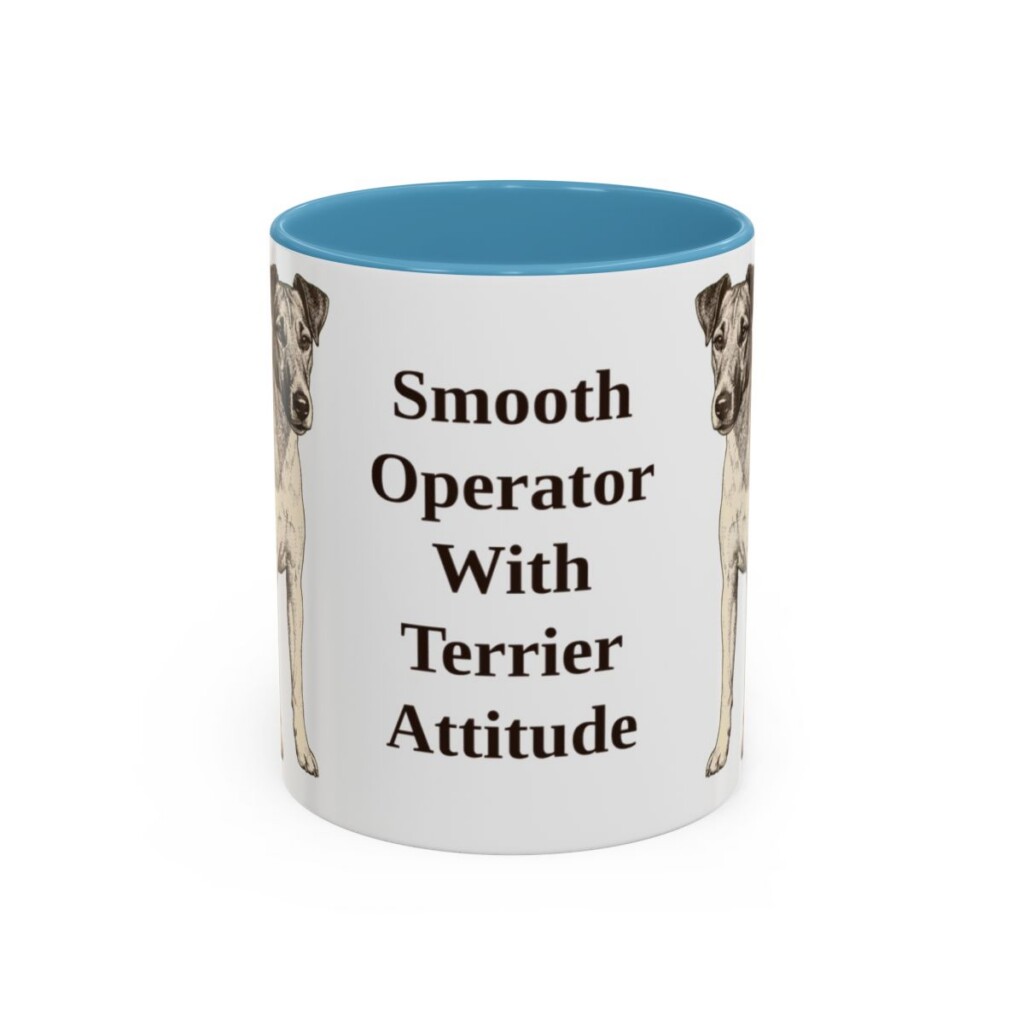 11oz Funny Fox Terrier (Smooth) Mug, Light Blue, front view