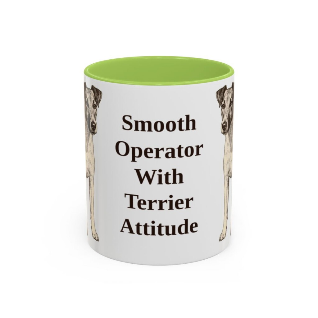 11oz Funny Fox Terrier (Smooth) Mug, Light Green, front view