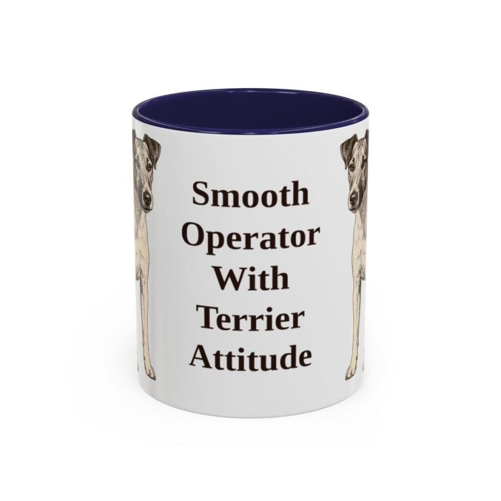 11oz Funny Fox Terrier (Smooth) Mug, Navy, front view