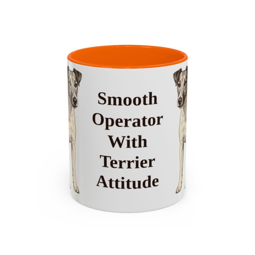 11oz Funny Fox Terrier (Smooth) Mug, Orange, front view