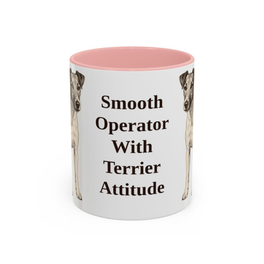 11oz Funny Fox Terrier (Smooth) Mug, Pink, front view