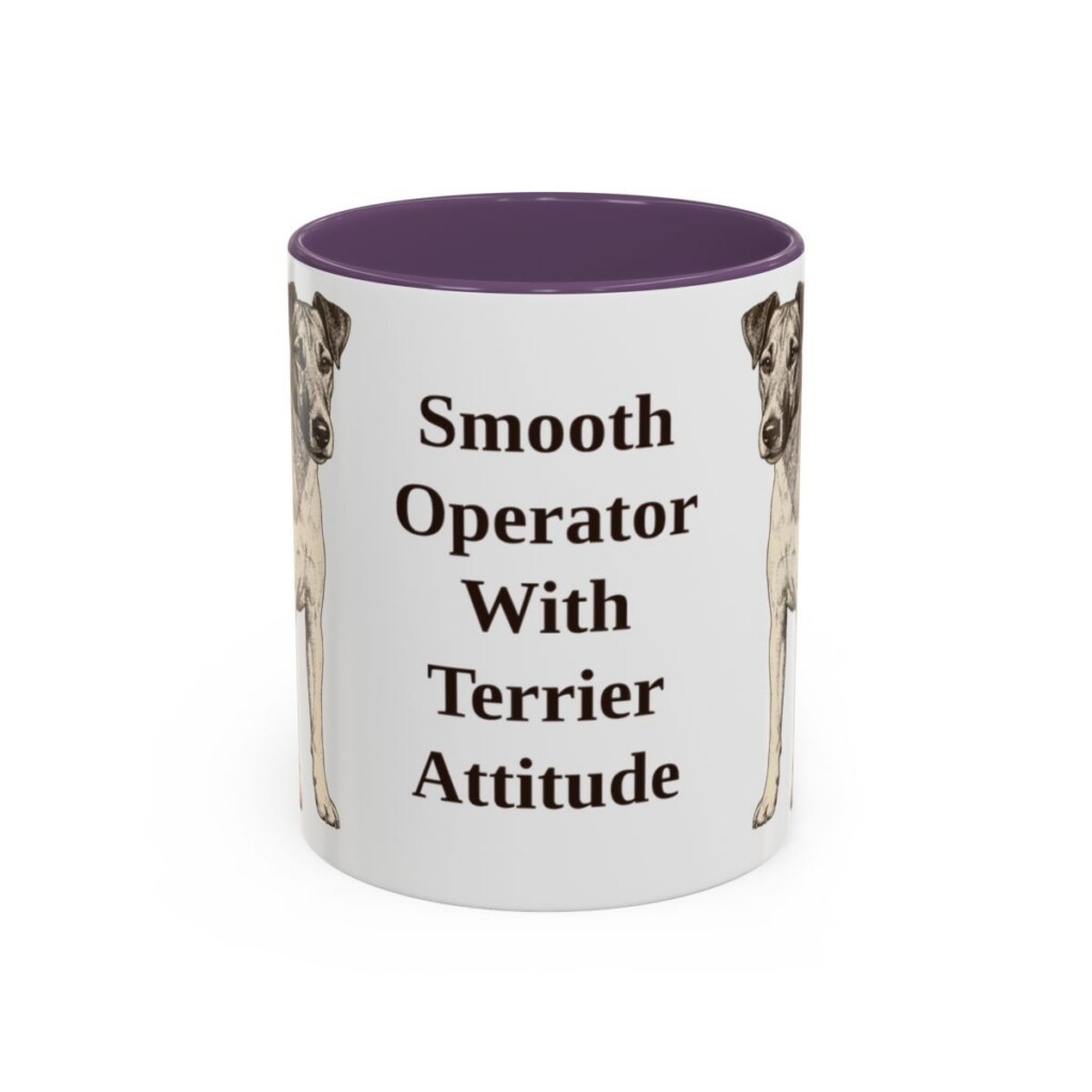 11oz Funny Fox Terrier (Smooth) Mug, Purple, front view
