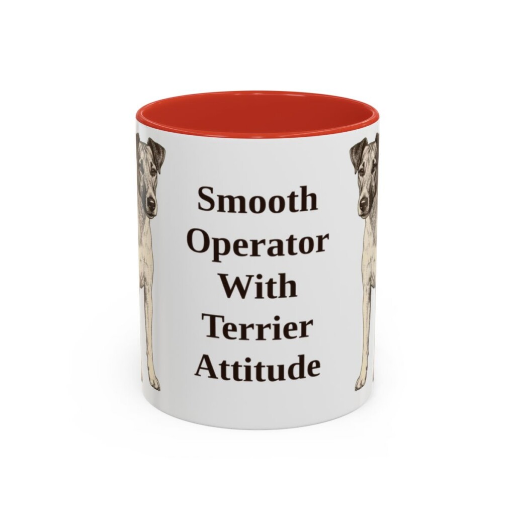 11oz Funny Fox Terrier (Smooth) Mug, Red, front view