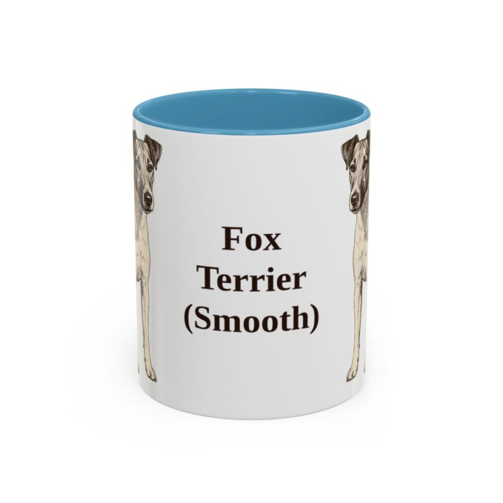 11oz Fox Terrier (Smooth) Mug, Light Blue, front view