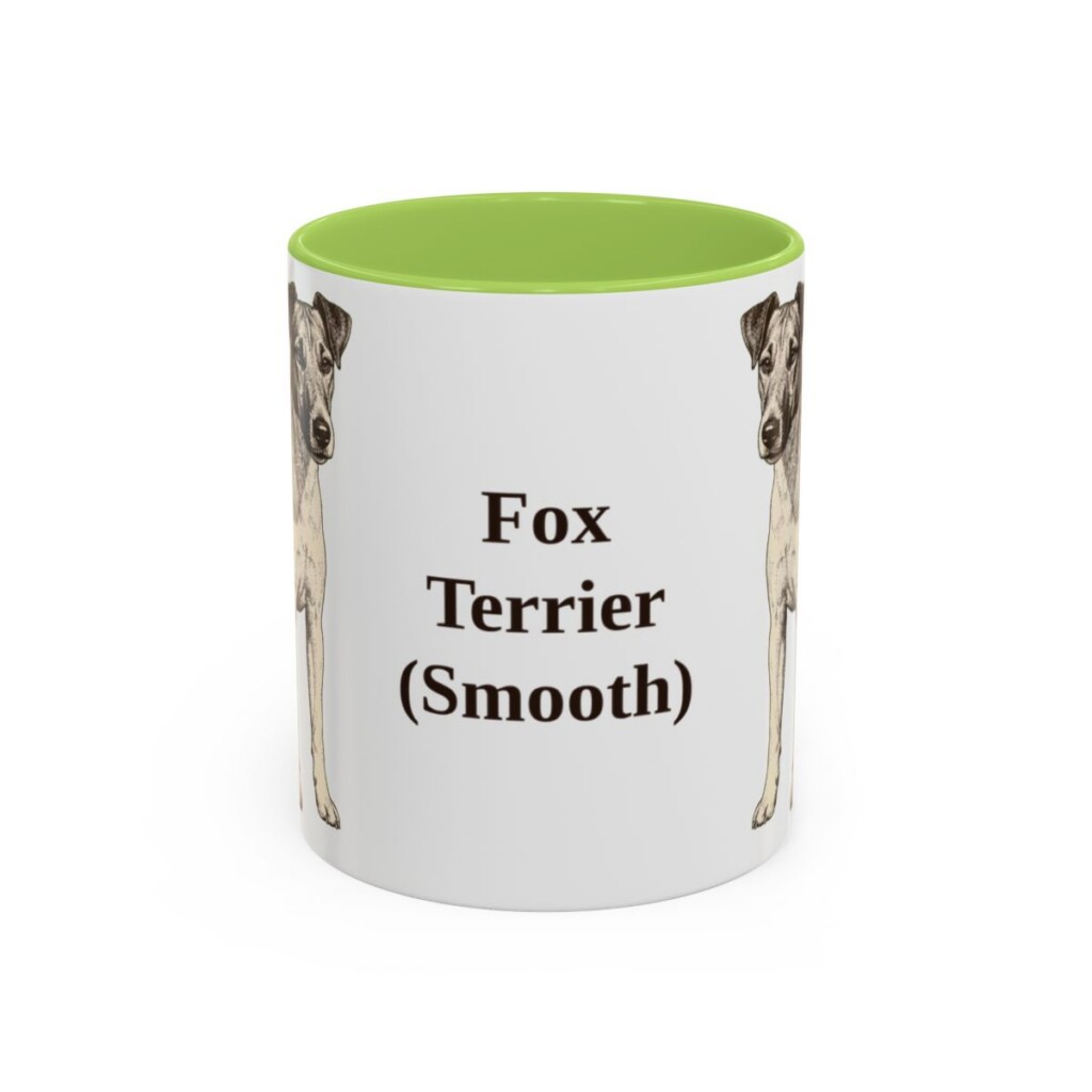 11oz Fox Terrier (Smooth) Mug, Light Green, front view