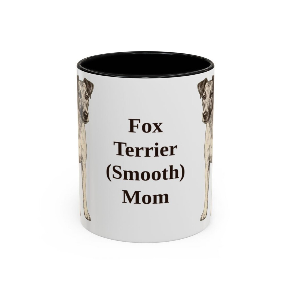 11oz Fox Terrier (Smooth) Dog Mom Mug, Black, front view