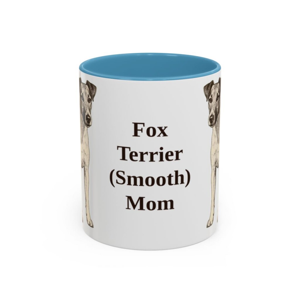11oz Fox Terrier (Smooth) Dog Mom Mug, Light Blue, front view
