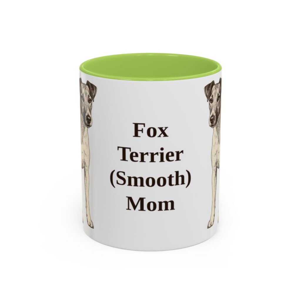 11oz Fox Terrier (Smooth) Dog Mom Mug, Light Green, front view