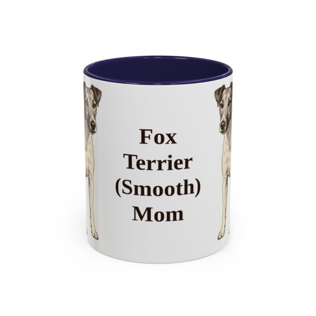 11oz Fox Terrier (Smooth) Dog Mom Mug, Navy, front view