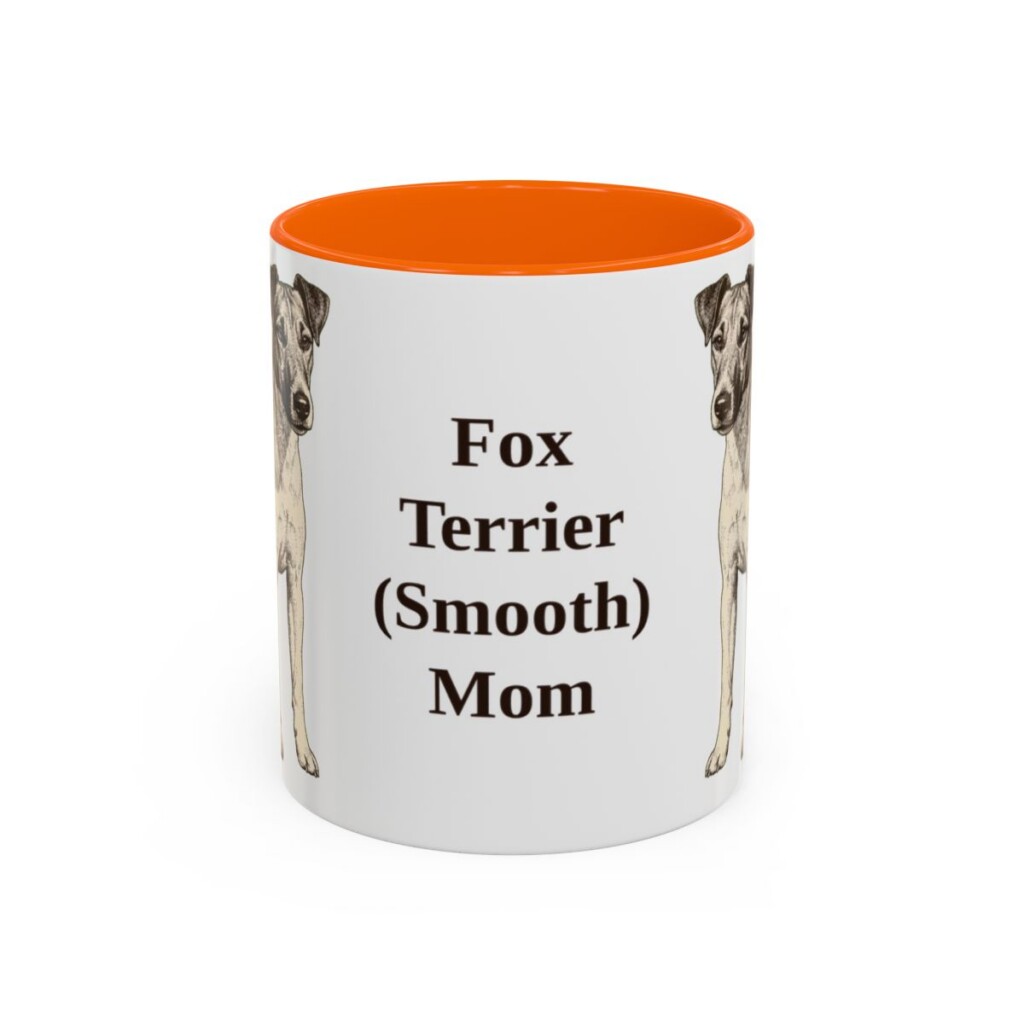 11oz Fox Terrier (Smooth) Dog Mom Mug, Orange, front view