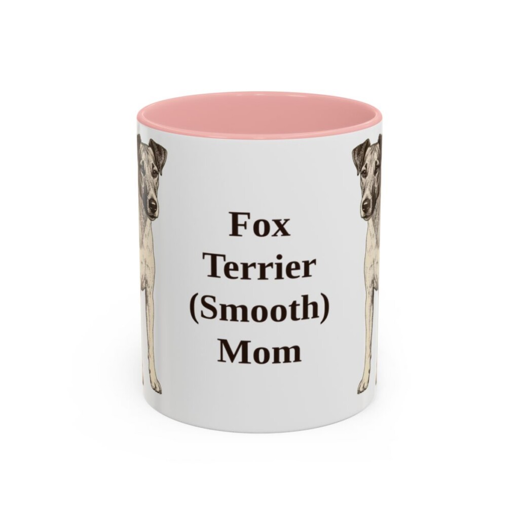 11oz Fox Terrier (Smooth) Dog Mom Mug, Pink, front view