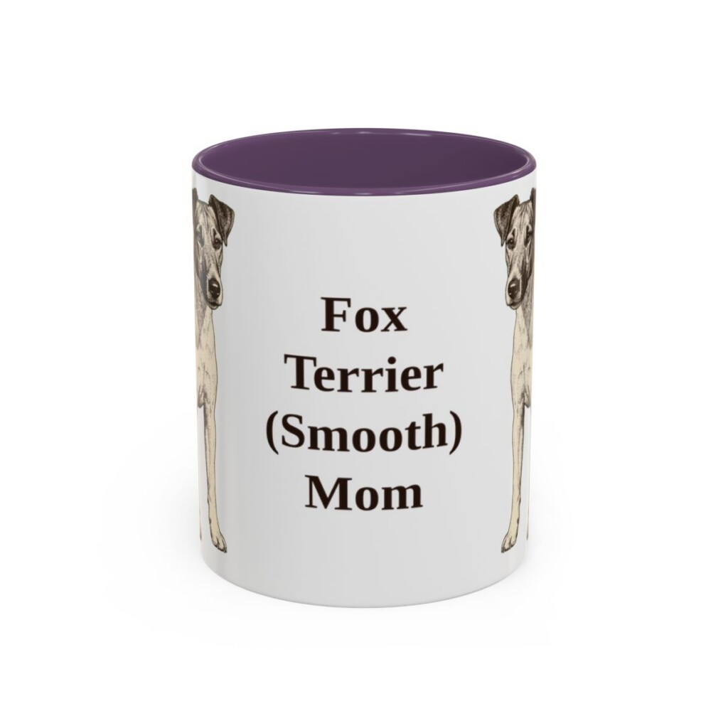 11oz Fox Terrier (Smooth) Dog Mom Mug, Purple, front view