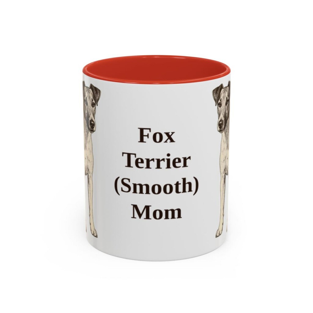 11oz Fox Terrier (Smooth) Dog Mom Mug, Red, front view