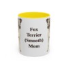 11oz Fox Terrier (Smooth) Dog Mom Mug, Yellow, front view
